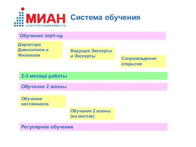 Система обучения Обучение start-up Директора Дивизионов и Филиалов Ведущие Эксперты и Эксперты