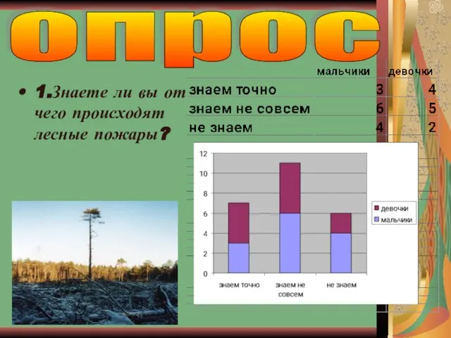 опрос 1.Знаете ли вы от чего происходят лесные пожары?