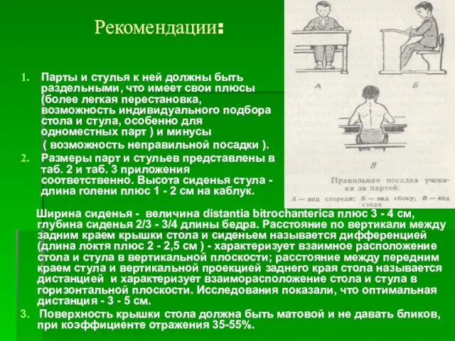 Рекомендации: Ширина сиденья - величина distantia bitrochanterica плюс 3 - 4 см,