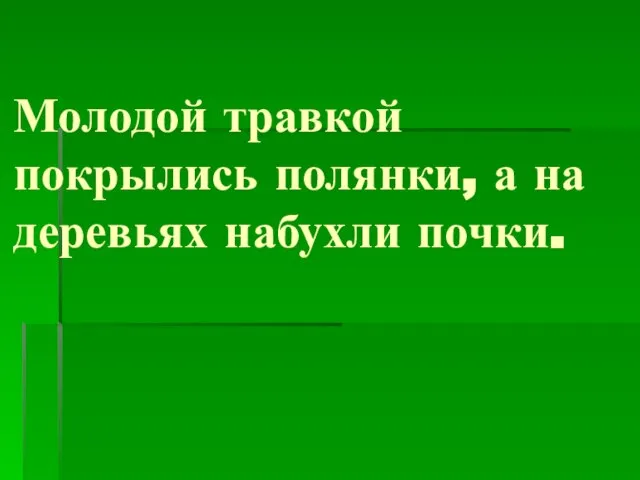 Молодой травкой покрылись полянки, а на деревьях набухли почки.