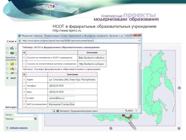 НСОТ в федеральных образовательных учреждениях http://www.kpmo.ru