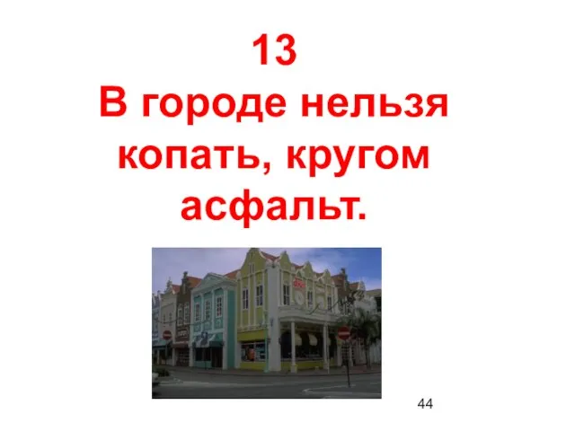 13 В городе нельзя копать, кругом асфальт.