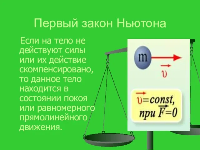 Первый закон Ньютона Если на тело не действуют силы или их действие