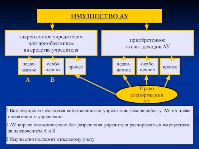 ИМУЩЕСТВО АУ закрепленное учредителем или приобретенное на средства учредителя приобретенное за счет