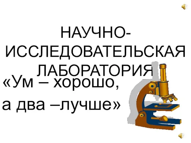 НАУЧНО-ИССЛЕДОВАТЕЛЬСКАЯ ЛАБОРАТОРИЯ «Ум – хорошо, а два –лучше»