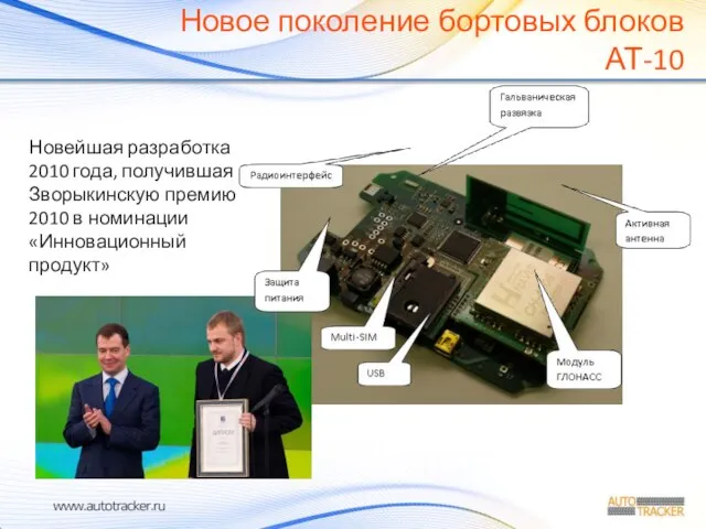 Новое поколение бортовых блоков АТ-10 Новейшая разработка 2010 года, получившая Зворыкинскую премию