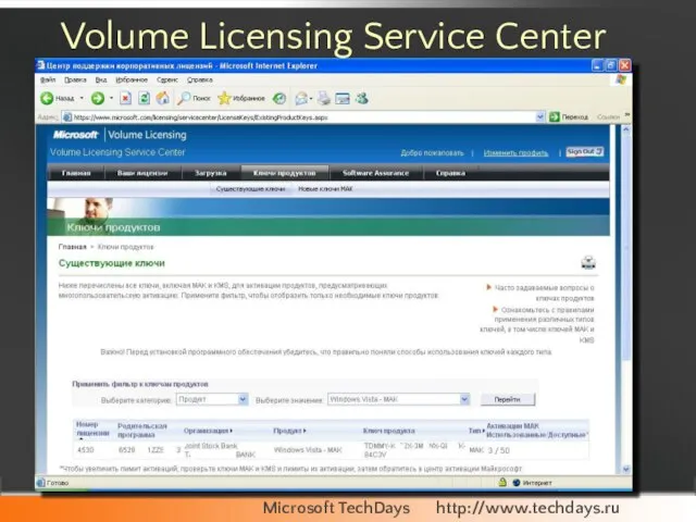 Volume Licensing Service Center