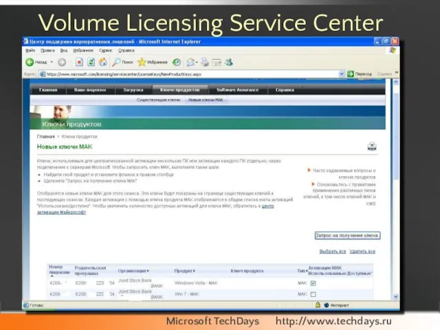 Volume Licensing Service Center