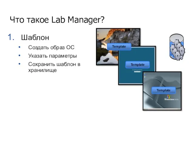 Что такое Lab Manager? Шаблон Создать образ ОС Указать параметры Сохранить шаблон