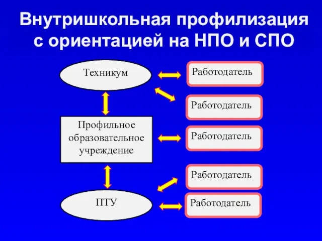 Внутришкольная профилизация с ориентацией на НПО и СПО Профильное образовательное учреждение ПТУ