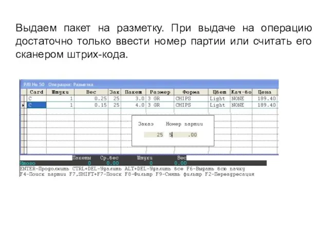 Выдаем пакет на разметку. При выдаче на операцию достаточно только ввести номер