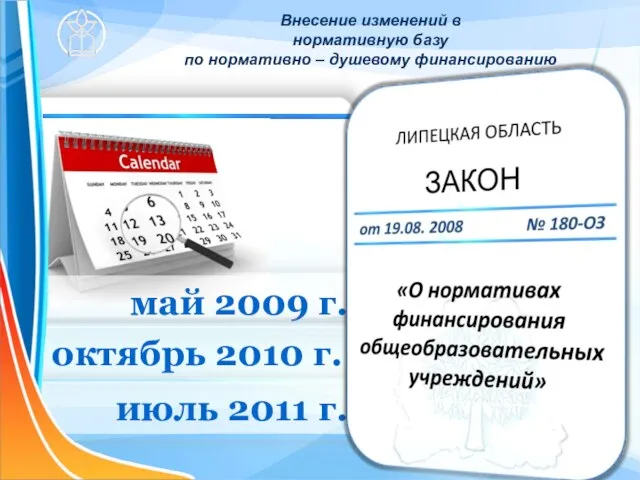 Внесение изменений в нормативную базу по нормативно – душевому финансированию