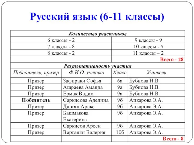 Русский язык (6-11 классы)