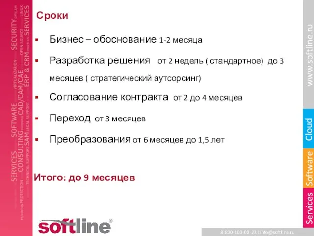 Сроки Бизнес – обоснование 1-2 месяца Разработка решения от 2 недель (