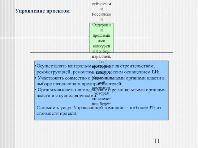 Управление проектом Осуществлять контроль/мониторинг за строительством, реконструкцией, ремонтом, техническим оснащением БИ; Участвовать