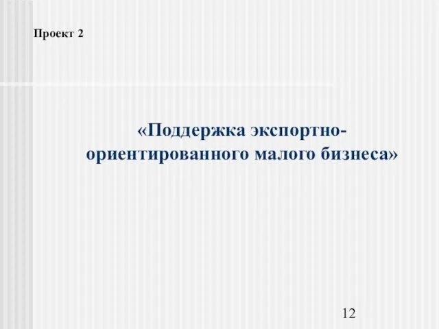 «Поддержка экспортно-ориентированного малого бизнеса» Проект 2