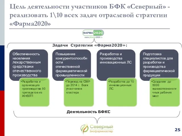 Цель деятельности участников БФК «Северный» - реализовать 1\10 всех задач отраслевой стратегии