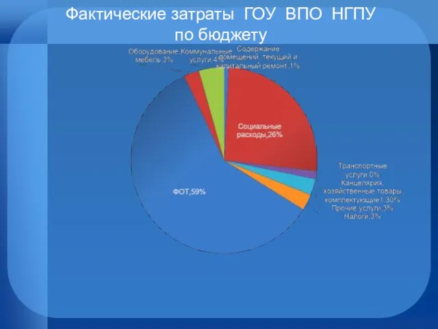 Фактические затраты ГОУ ВПО НГПУ по бюджету