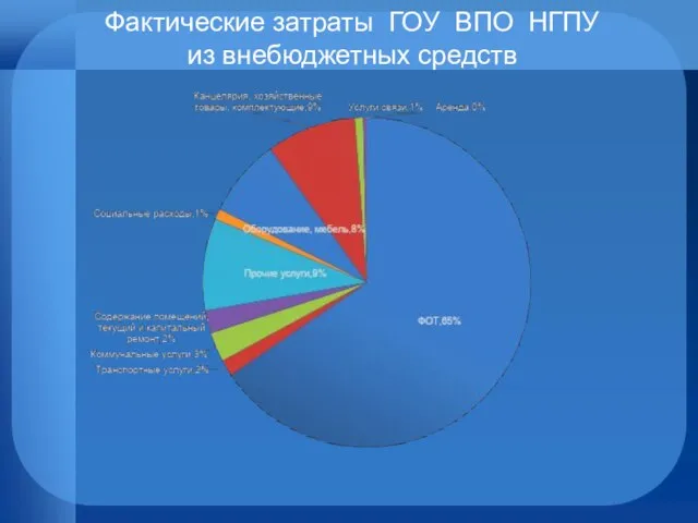 Фактические затраты ГОУ ВПО НГПУ из внебюджетных средств