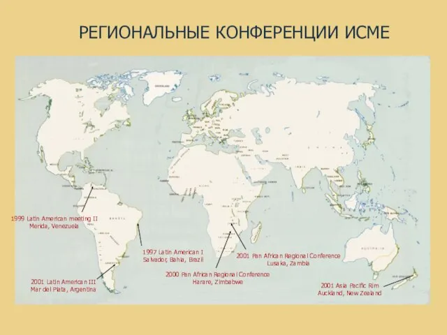 РЕГИОНАЛЬНЫЕ КОНФЕРЕНЦИИ ИСМЕ 2001 Asia Pacific Rim Auckland, New Zealand 2000 Pan