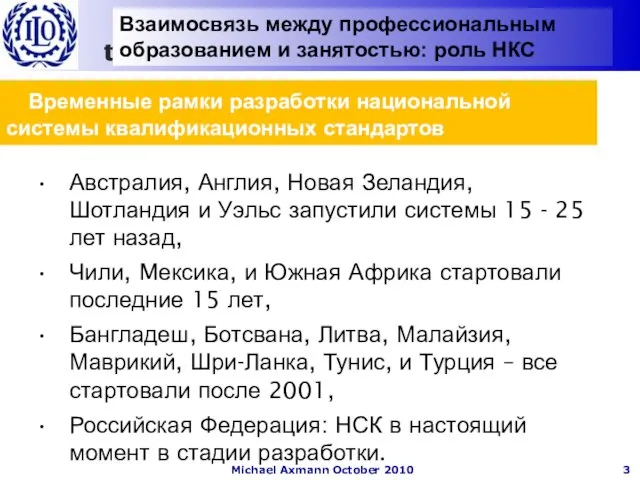 Временные рамки разработки национальной системы квалификационных стандартов Австралия, Англия, Новая Зеландия, Шотландия