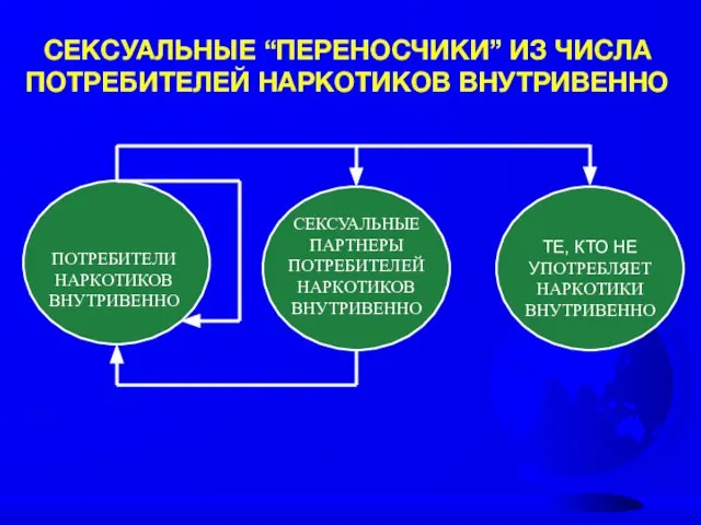 СЕКСУАЛЬНЫЕ “ПЕРЕНОСЧИКИ” ИЗ ЧИСЛА ПОТРЕБИТЕЛЕЙ НАРКОТИКОВ ВНУТРИВЕННО ПОТРЕБИТЕЛИ НАРКОТИКОВ ВНУТРИВЕННО СЕКСУАЛЬНЫЕ ПАРТНЕРЫ