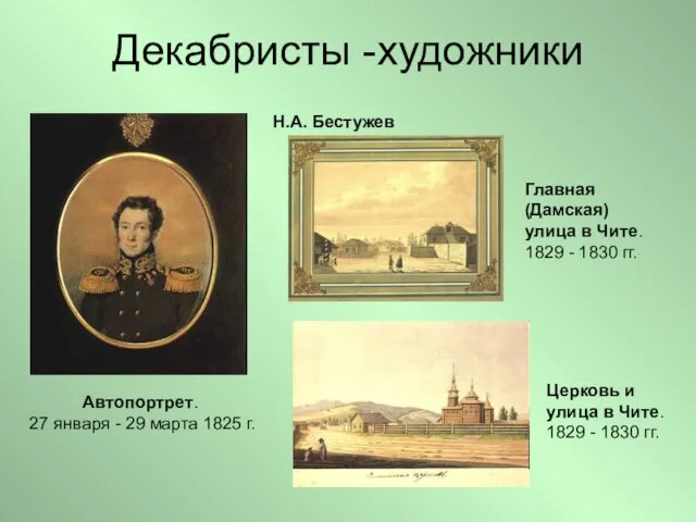 Декабристы -художники Н.А. Бестужев Автопортрет. 27 января - 29 марта 1825 г.
