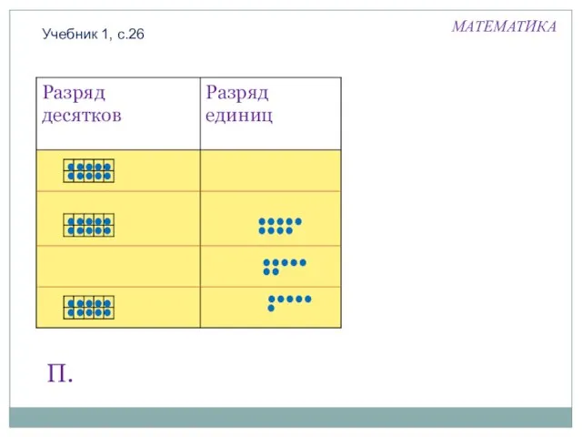 Учебник 1, с.26 П. МАТЕМАТИКА