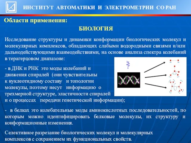 БИОЛОГИЯ Исследование структуры и динамики конформации биологических молекул и молекулярных комплексов, обладающих