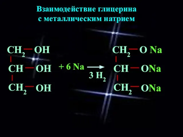 Взаимодействие глицерина с металлическим натрием + 6 Na СН2 О Na СН