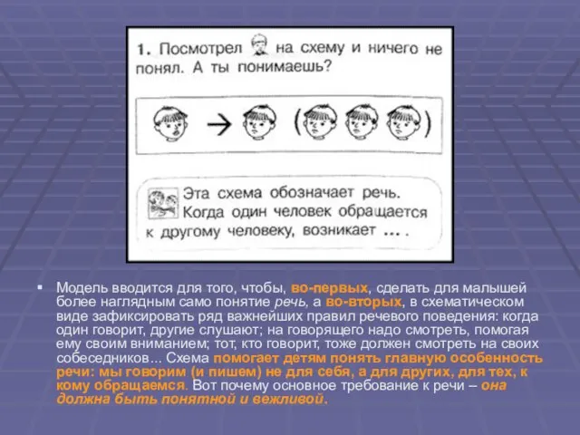 Модель вводится для того, чтобы, во-первых, сделать для малышей более наглядным само