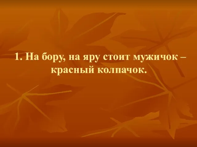 1. На бору, на яру стоит мужичок – красный колпачок.