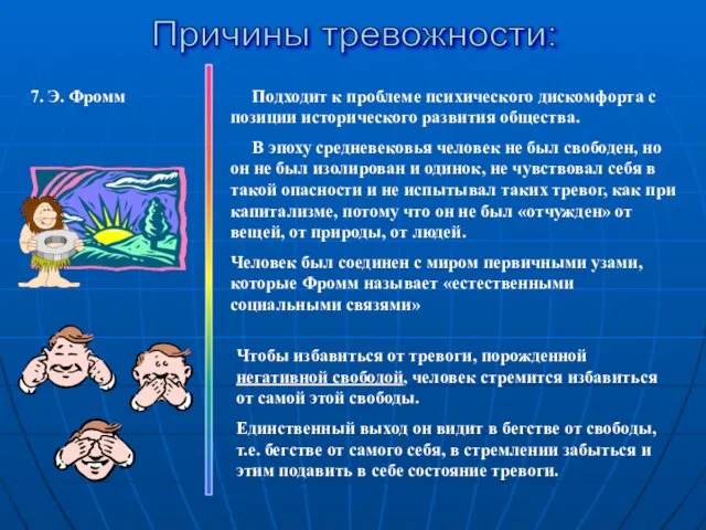 7. Э. Фромм Причины тревожности: Подходит к проблеме психического дискомфорта с позиции