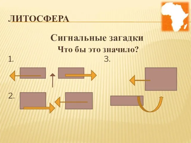 ЛИТОСФЕРА Сигнальные загадки Что бы это значило? 1. 3. 2.