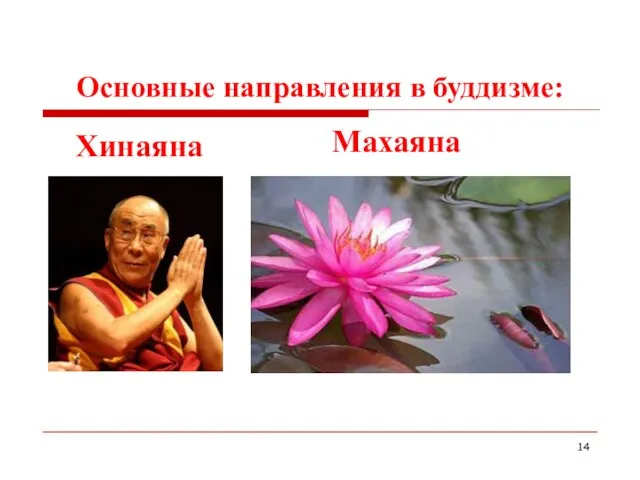 Основные направления в буддизме: Хинаяна Махаяна 14