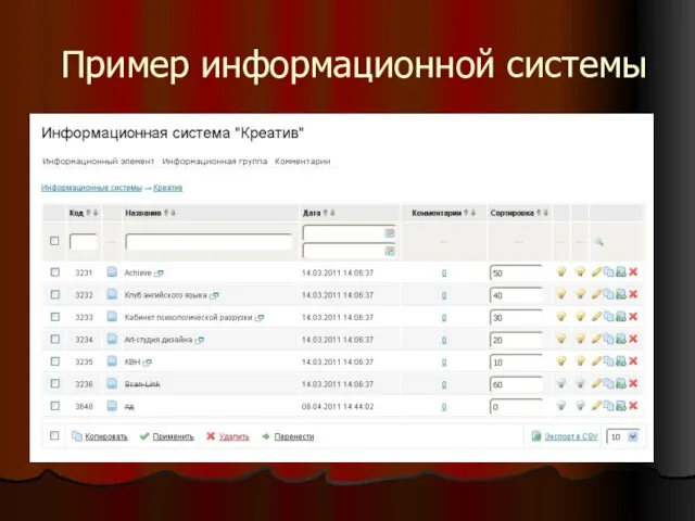 Пример информационной системы