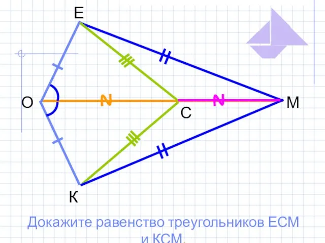 Е К О М С Докажите равенство треугольников ЕСМ и КСМ.