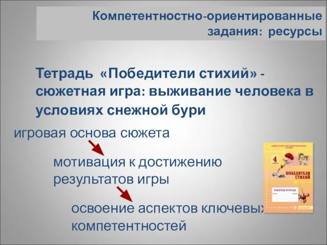 Компетентностно-ориентированные задания: ресурсы Тетрадь «Победители стихий» - сюжетная игра: выживание человека в