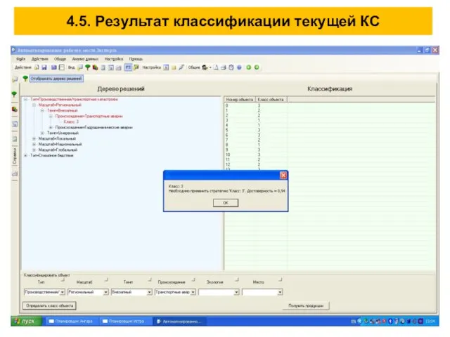 4.5. Результат классификации текущей КС