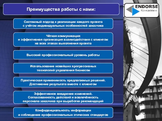 Преимущества работы с нами: Системный подход к реализации каждого проекта с учётом