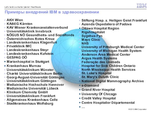 Примеры внедрений IBM в здравоохранении AKH Wien KABEG Kärnten KAV Wiener Krankenanstaltenverbund