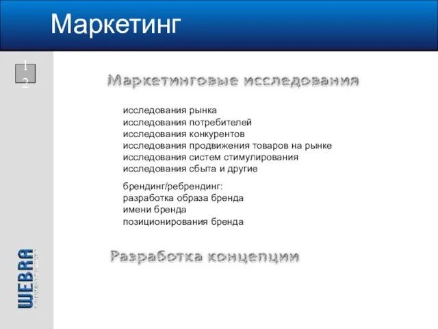 Маркетинг Маркетинговые исследования 12 исследования рынка исследования потребителей исследования конкурентов исследования продвижения