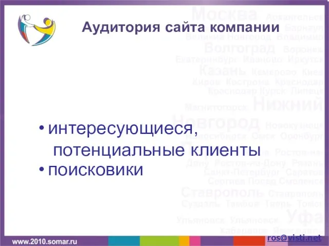 ros@visti.net поисковики интересующиеся, потенциальные клиенты Аудитория сайта компании