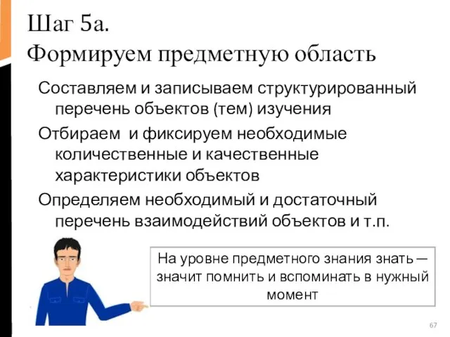 Шаг 5а. Формируем предметную область Составляем и записываем структурированный перечень объектов (тем)