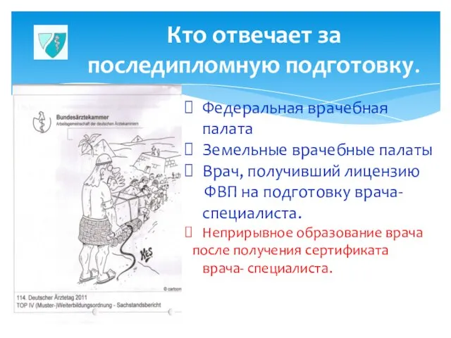 Кто отвечает за последипломную подготовку. Федеральная врачебная палата Земельные врачебные палаты Врач,