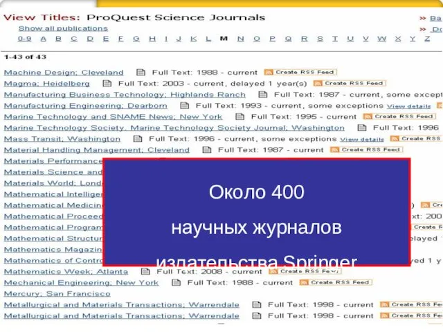 Около 400 научных журналов издательства Springer