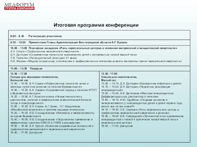 Итоговая программа конференции