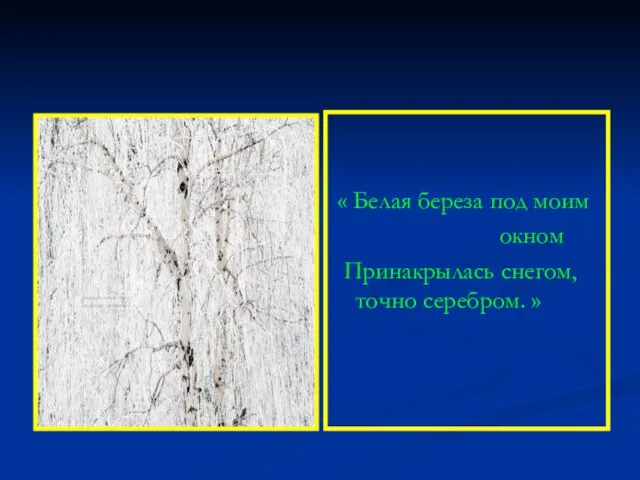« Белая береза под моим окном Принакрылась снегом, точно серебром. »