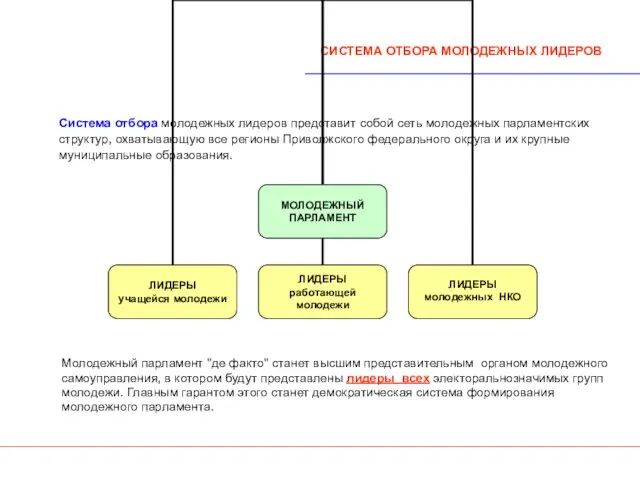 СИСТЕМА ОТБОРА МОЛОДЕЖНЫХ ЛИДЕРОВ Молодежный парламент "де факто" станет высшим представительным органом