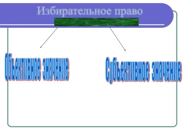 Избирательное право Объективное значение Субъективное значение